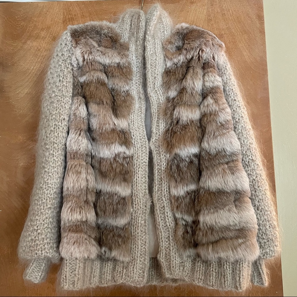 Custom wool and fur sweater jacket from Herbert’s Furs SF.  Est size 6-8. EUC